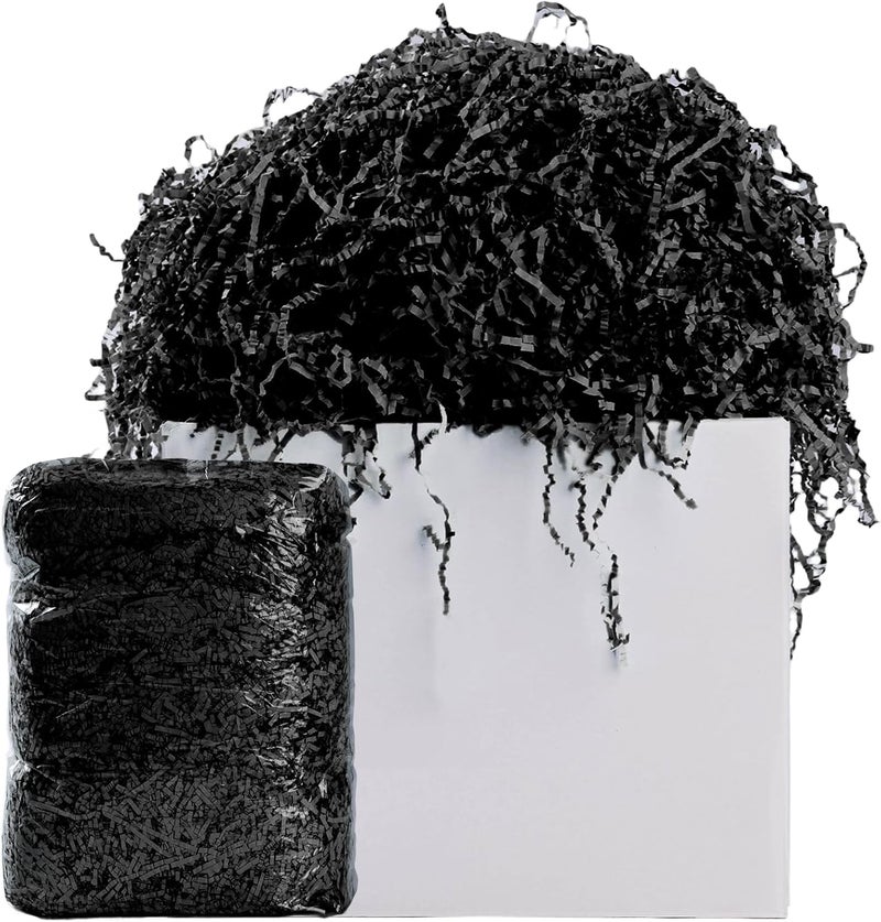 AODESTINY 2.2LBS Crinkle Cut Paper Shred Filler, Black Shredded Paper for Gift Bag Box Basket, Packing Grass Cushion Crinkle Shred Filler for Christmas Wedding Birthday Bridesmaid Engagement - Image 1